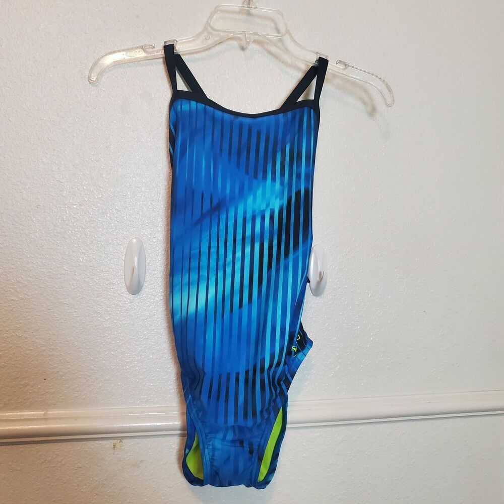Speedo Women's One Piece Swimsuit Size 32 Team Royal Blue Striped NWT